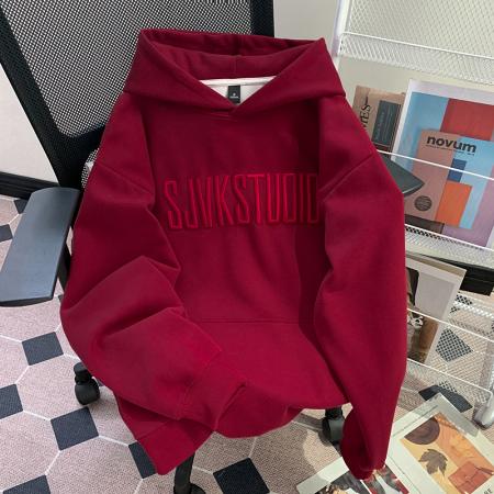 FA49289# 纯棉华棉复合卫衣女早春新款薄款刺绣宽松连帽上衣 服裝批發女裝批發服飾貨源