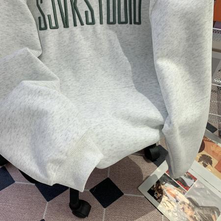 FA49289# 纯棉华棉复合卫衣女早春新款薄款刺绣宽松连帽上衣 服裝批發女裝批發服飾貨源