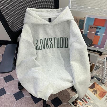 FA49289# 纯棉华棉复合卫衣女早春新款薄款刺绣宽松连帽上衣 服裝批發女裝批發服飾貨源