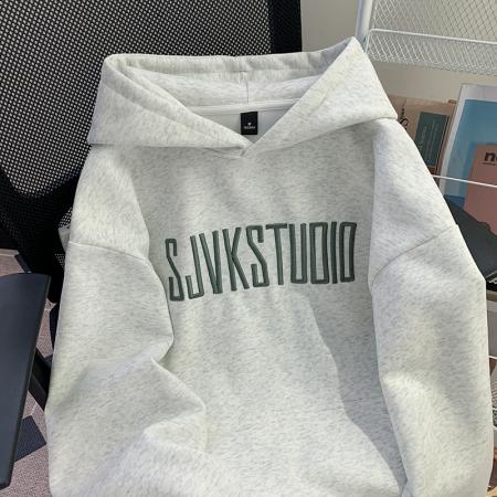 FA49289# 纯棉华棉复合卫衣女早春新款薄款刺绣宽松连帽上衣 服裝批發女裝批發服飾貨源