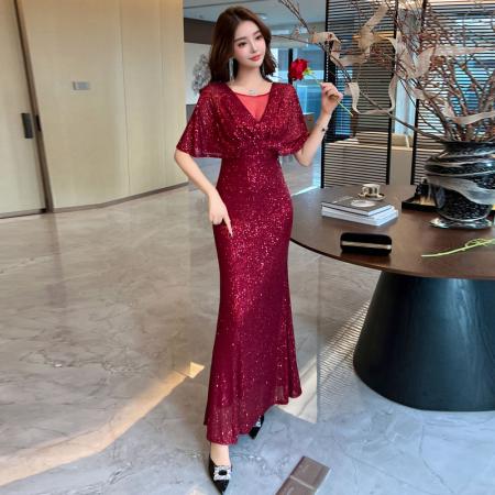 FA49299# 款高端流苏亮闪鱼尾宴会优雅气质高贵晚会礼服女