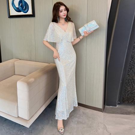 FA49299# 款高端流苏亮闪鱼尾宴会优雅气质高贵晚会礼服女