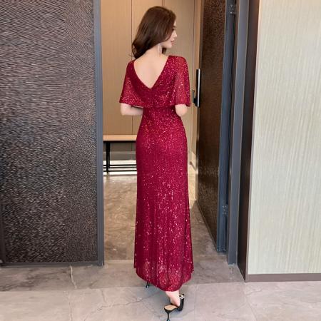 FA49299# 款高端流苏亮闪鱼尾宴会优雅气质高贵晚会礼服女