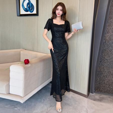 FA49301# 款法式晚礼服高端轻奢小众亮片连衣裙鱼尾礼服
