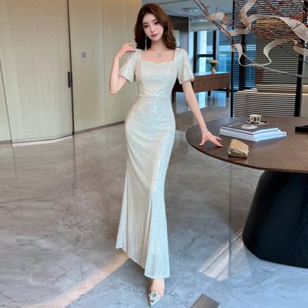 FA49301# 款法式晚礼服高端轻奢小众亮片连衣裙鱼尾礼服