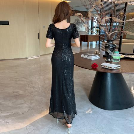 FA49301# 款法式晚礼服高端轻奢小众亮片连衣裙鱼尾礼服