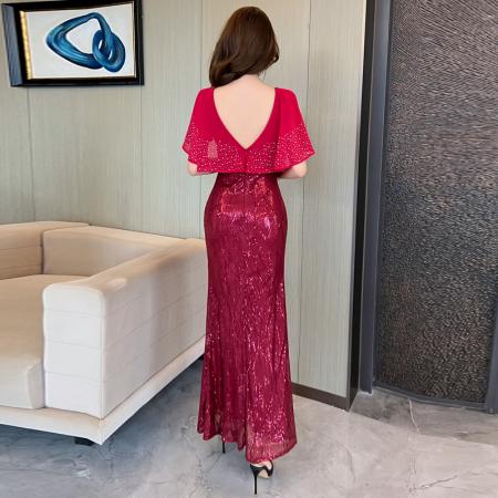 FA49302# 款晚礼服女气质高档轻奢修身鱼尾亮片长款连衣裙