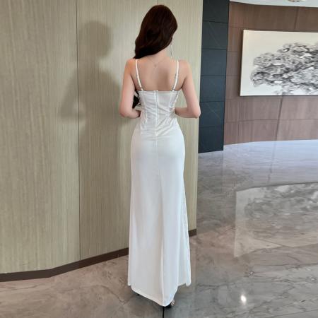 FA49303# 款性感连衣裙女吊带包臀蕾丝长裙技师工作服