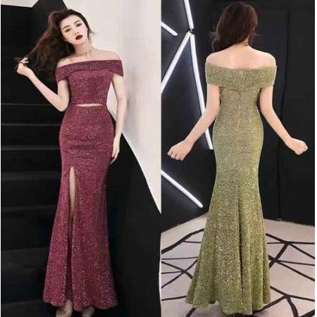 FA49323# 晚礼服女款宴会高贵优雅显瘦主持长款鱼尾裙气质名媛性感