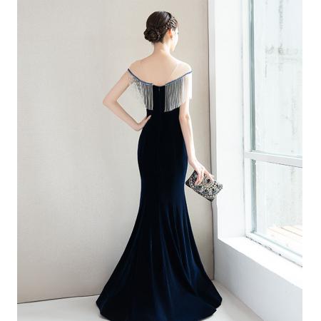 FA49325# 宴会晚礼服长款修身高贵优雅主持人礼服连衣裙女年会