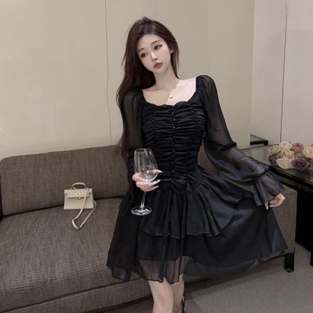 新款秋冬季新款法式名媛气质显瘦不规则裙子女