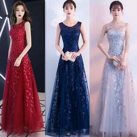 敬酒服新娘秋季结婚新款回门礼服长款派对连衣裙晚礼服女显瘦