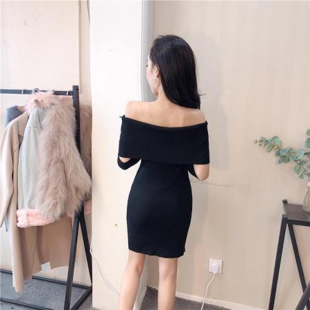 新款韩版宽松加厚半高领打底针织衫毛衣连衣裙