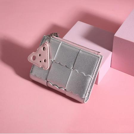 FA49401# TJ2114# 二合一钱包二折原创新款女生可爱精致清新多卡位高级简约短款卡包