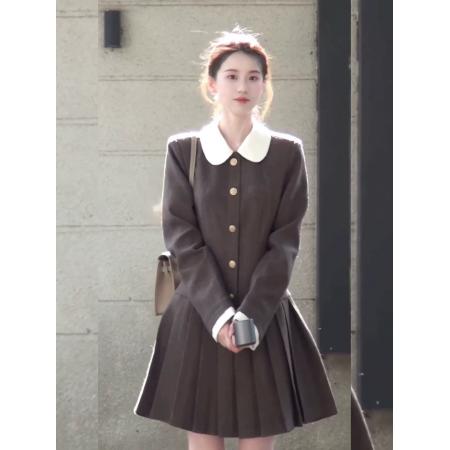 FA49405# 学院风西装连衣裙子女秋冬季新款法式气质打底内搭千金感短裙 服裝批發女裝批發服飾貨源