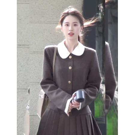 FA49405# 学院风西装连衣裙子女秋冬季新款法式气质打底内搭千金感短裙 服裝批發女裝批發服飾貨源