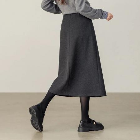 FA49412# 遮肉显瘦厚毛呢裙冬季新款高腰百褶中长裙高级感气质半身裙 服裝批發女裝批發服飾貨源