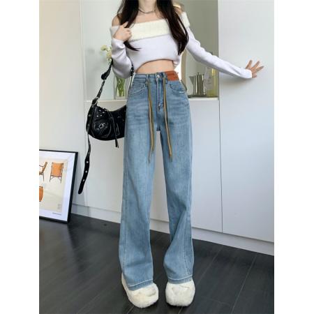 FA49430# 直筒牛仔裤女早秋新款美式辣妹显瘦百搭窄版宽松裤子 服裝批發女裝批發服飾貨源