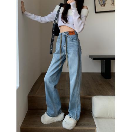 FA49430# 直筒牛仔裤女早秋新款美式辣妹显瘦百搭窄版宽松裤子 服裝批發女裝批發服飾貨源