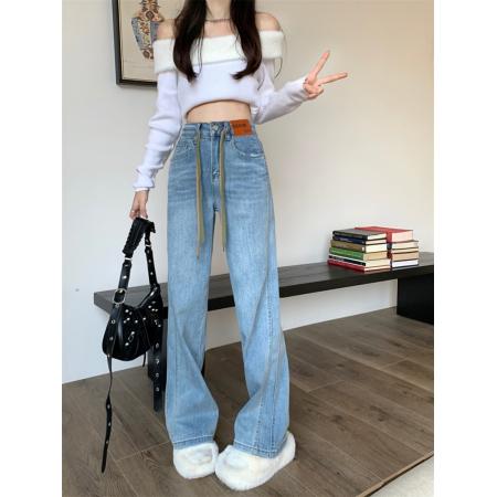 FA49430# 直筒牛仔裤女早秋新款美式辣妹显瘦百搭窄版宽松裤子 服裝批發女裝批發服飾貨源