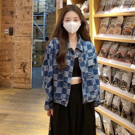 秋冬新款复古做旧港风短款牛仔外套女宽松休闲夹克上衣 服裝批發女裝批發服飾貨源