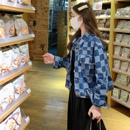 秋冬新款复古做旧港风短款牛仔外套女宽松休闲夹克上衣 服裝批發女裝批發服飾貨源