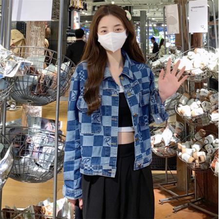 秋冬新款复古做旧港风短款牛仔外套女宽松休闲夹克上衣 服裝批發女裝批發服飾貨源