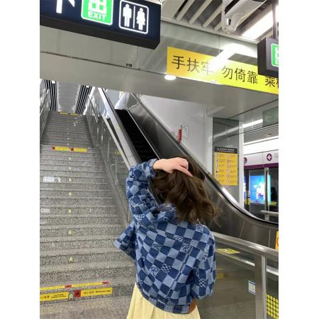 秋冬新款复古做旧港风短款牛仔外套女宽松休闲夹克上衣 服裝批發女裝批發服飾貨源