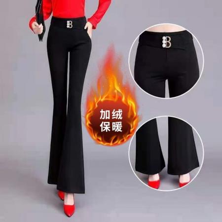 高端女士裤子秋冬喇叭裤韩版修身显瘦高腰弹力坠感微喇长裤子 服裝批發女裝批發服飾貨源