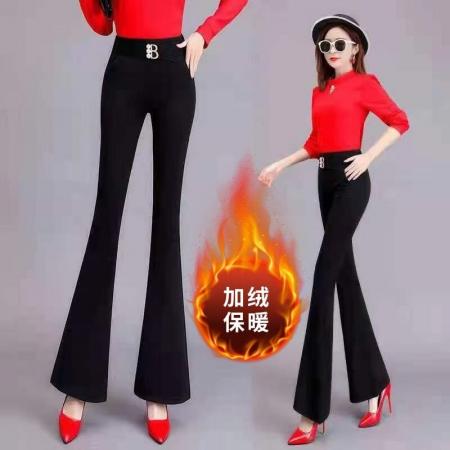 高端女士裤子秋冬喇叭裤韩版修身显瘦高腰弹力坠感微喇长裤子 服裝批發女裝批發服飾貨源
