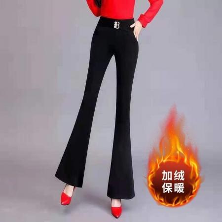 高端女士裤子秋冬喇叭裤韩版修身显瘦高腰弹力坠感微喇长裤子 服裝批發女裝批發服飾貨源