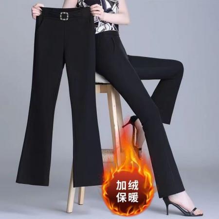 FA49439# 黑色微喇裤女早秋时尚新款秋冬小个子休闲裤子西装长裤女士喇叭裤 服裝批發女裝批發服飾貨源