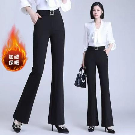 FA49439# 黑色微喇裤女早秋时尚新款秋冬小个子休闲裤子西装长裤女士喇叭裤 服裝批發女裝批發服飾貨源