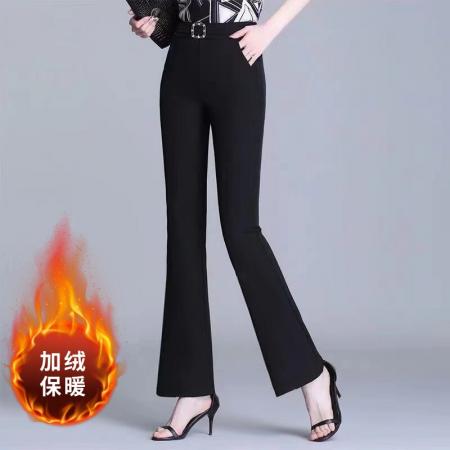 FA49439# 黑色微喇裤女早秋时尚新款秋冬小个子休闲裤子西装长裤女士喇叭裤 服裝批發女裝批發服飾貨源