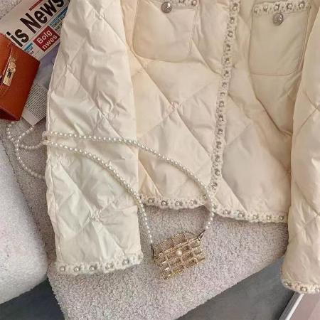 FA49442# 小香风白色棉服外套女士新款爆款棉衣小个子高级感轻薄小棉袄 服裝批發女裝批發服飾貨源