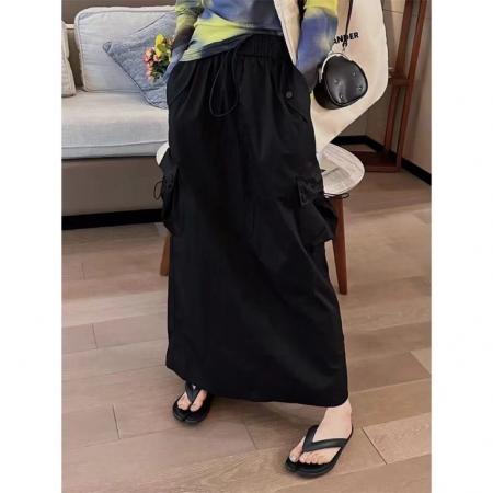 韩版复古大码工装裙女冬季加绒加厚设计感高腰中长款半身裙潮 服裝批發女裝批發服飾貨源