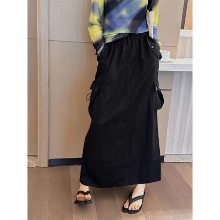 韩版复古大码工装裙女冬季加绒加厚设计感高腰中长款半身裙潮 服裝批發女裝批發服飾貨源