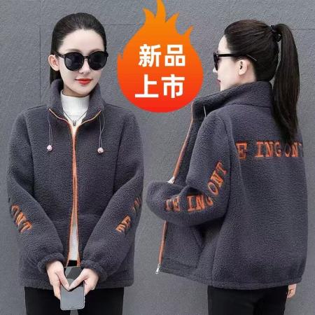 FA49446# 羊羔绒外套女士秋冬季新款加厚加绒卫衣爆款洋气减龄时尚宽松棉服 服裝批發女裝批發服飾貨源