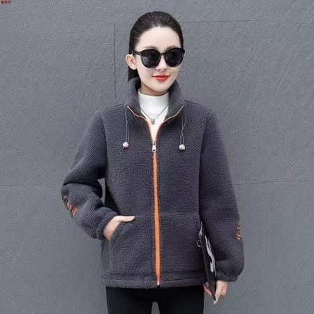 FA49446# 羊羔绒外套女士秋冬季新款加厚加绒卫衣爆款洋气减龄时尚宽松棉服 服裝批發女裝批發服飾貨源