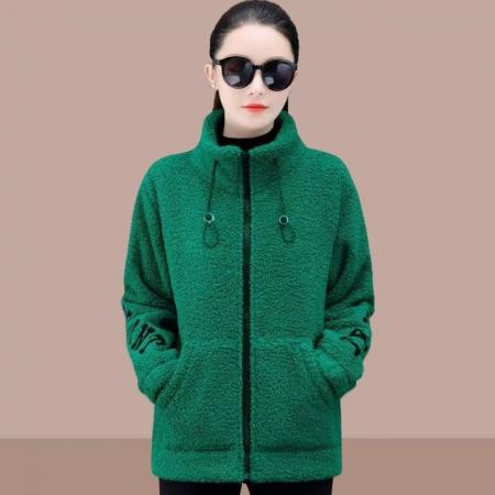 FA49446# 羊羔绒外套女士秋冬季新款加厚加绒卫衣爆款洋气减龄时尚宽松棉服 服裝批發女裝批發服飾貨源