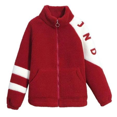 FA49447# 冬季新款加绒加厚羊羔绒棉衣外套女秋冬高档洋气高领字母刺绣棉服 服裝批發女裝批發服飾貨源