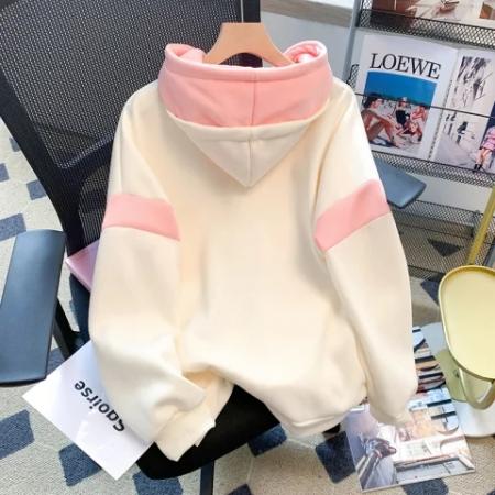 FA49448# 美式潮牌oversize爱心撞色连帽卫衣女秋冬季高级感重磅加绒厚外套 服裝批發女裝批發服飾貨源