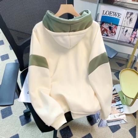 FA49448# 美式潮牌oversize爱心撞色连帽卫衣女秋冬季高级感重磅加绒厚外套 服裝批發女裝批發服飾貨源