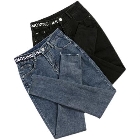 FA49453# 高腰弹力提臀牛仔裤女秋季韩版小个子修身显瘦小脚裤长裤 服裝批發女裝批發服飾貨源