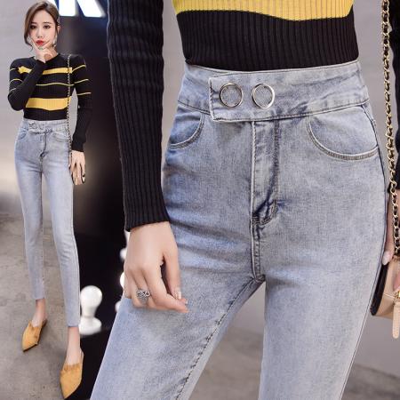 高腰辣妹提臀牛仔裤女早春新款韩...
