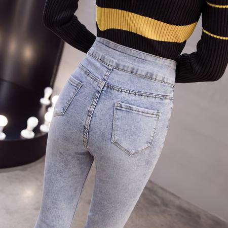 高腰辣妹提臀牛仔裤女早春新款韩版百搭弹力修身小脚长裤 服裝批發女裝批發服飾貨源