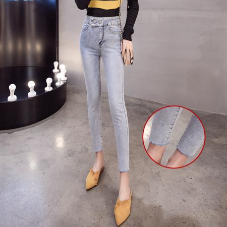 高腰辣妹提臀牛仔裤女早春新款韩版百搭弹力修身小脚长裤 服裝批發女裝批發服飾貨源