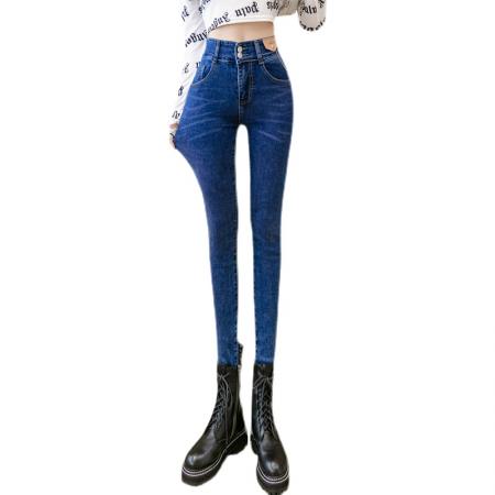 高腰牛仔裤女秋季新款韩版弹力修身铅笔裤显瘦小脚裤长裤 服裝批發女裝批發服飾貨源