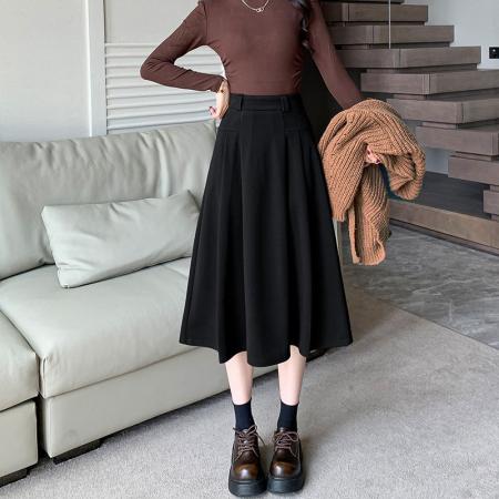 FA49461# 小个子秋季新款通勤半身裙女高腰显瘦百搭气质A字长裙 服裝批發女裝批發服飾貨源