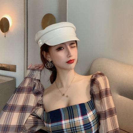 FA49475# 设计师品牌新款MIXEDMINI连衣裙灯笼袖格纹裙子女 服裝批發女裝批發服飾貨源